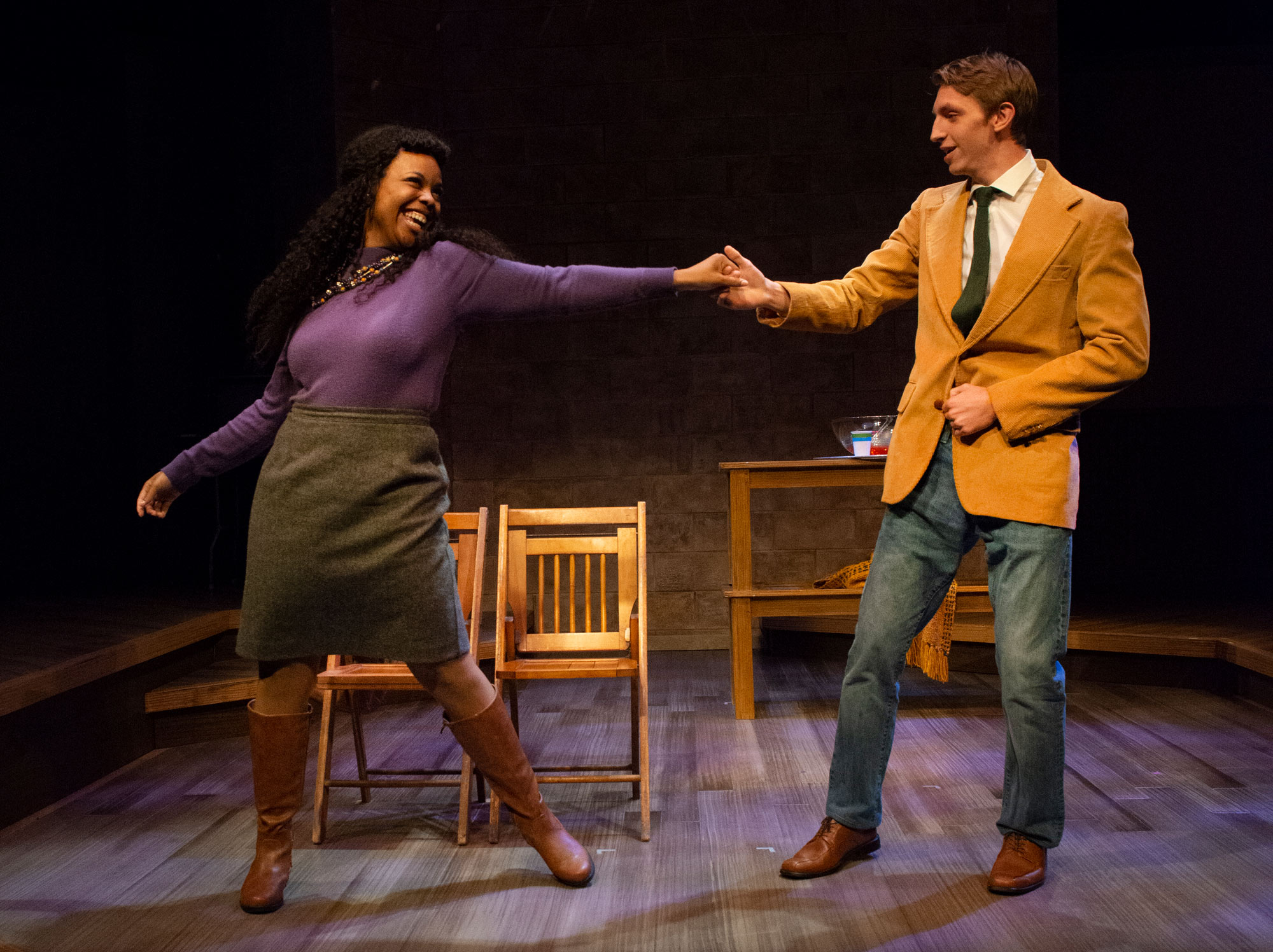 Heidi (Amber Smithers ’20) and Peter (Koki Belikow ’21) share a moment at a high school dance in a staging of "The Heidi Chronicles" at the Clarice Smith Performing Arts Center. (Photo by David Andrews)